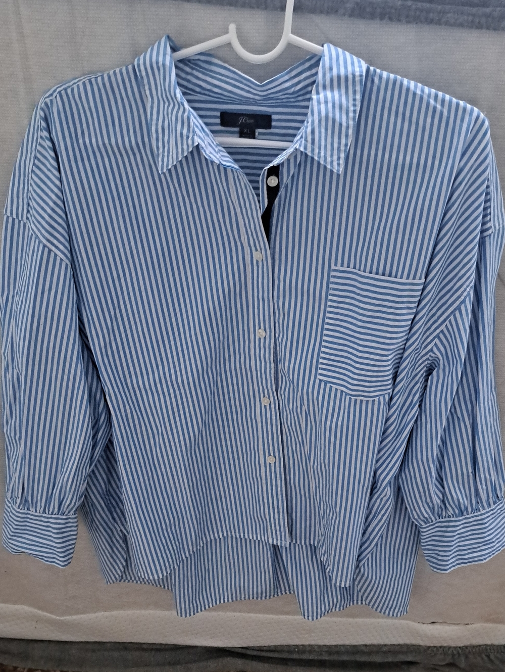 J. Crew Light Blue & White Vertical Stripe Button-Down Shirt